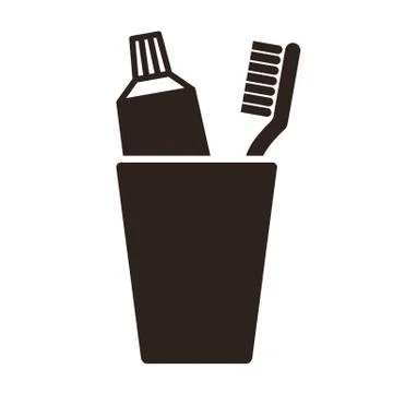Toothpaste and toothbrush in cup Stock Illustration