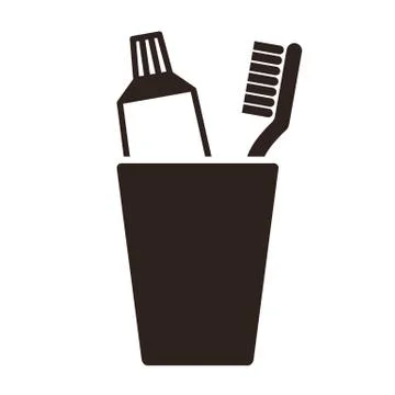 Toothpaste and toothbrush in cup Stock Illustration