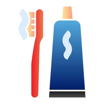 Toothpaste and toothbrush flat icon. Mouth clean color icons in trendy flat Stock Illustration