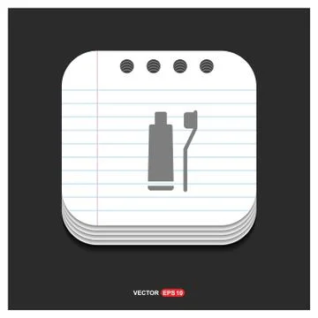 Toothpaste and toothbrush icon Gray icon on Notepad Style template Vector EPS Stockillustratie