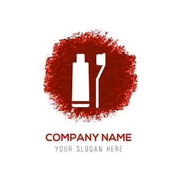 Toothpaste and toothbrush icon - Red WaterColor Circle Splash イラスト素材