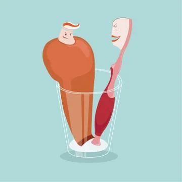 Toothpaste and toothbrush Stock Illustration