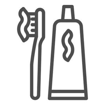 Toothpaste and toothbrush line icon. Mouth clean vector illustration isolated on Ilustración de archivo