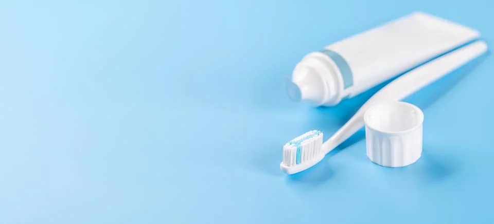 Toothpaste and toothbrush 스톡 사진