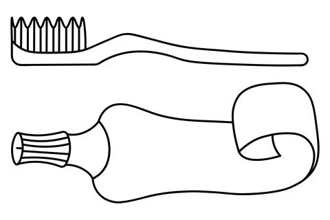 Toothpaste and toothbrush. Sketch. Vector illustration. Dental hygiene prod.. イラスト素材