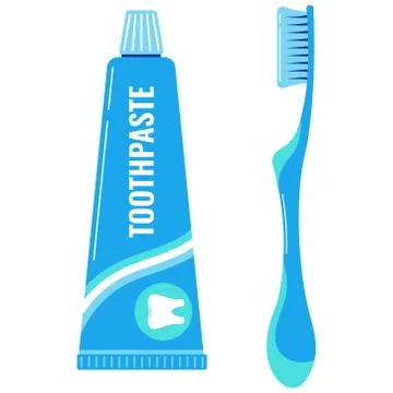 Toothpaste and toothbrush vector icon set isolated on white background. Stock Illustration