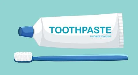 Toothpaste and Toothbrush Vector Illustration Illustrazione stock
