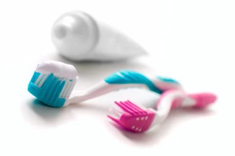 Toothpaste and toothbrushes Stock Photos