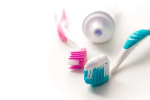 Toothpaste and toothbrushes 스톡 사진