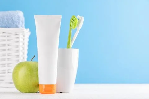 Toothpaste and toothbrushes 스톡 사진