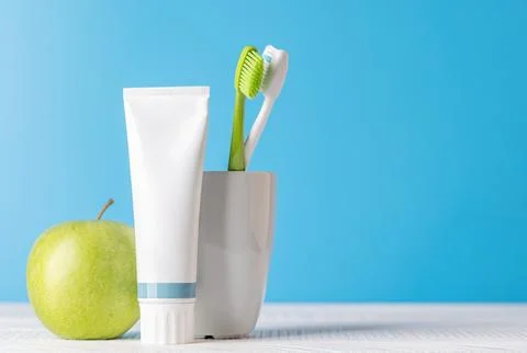Toothpaste and toothbrushes 스톡 사진