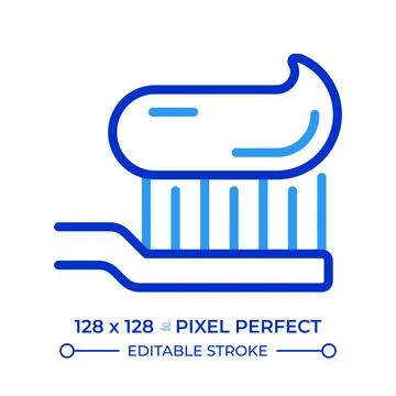 Toothpaste brush pixel perfect two color line icon Stock Illustration
