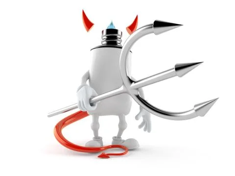 Toothpaste character with devil horns and pitchfork Illustrazione stock