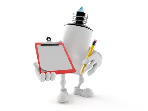 Toothpaste character holding clipboard and pencil Ilustración de archivo