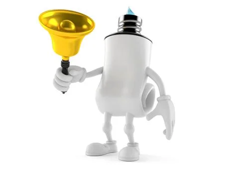 Toothpaste character holding hand bell Stock Illustration