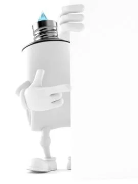 Toothpaste character pointing behind white board Stock Illustration