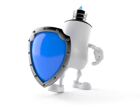 Toothpaste character with protective shield 库存插图