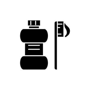 Toothpaste for fluoridation black icon, vector sign on isolated background Stock Illustration