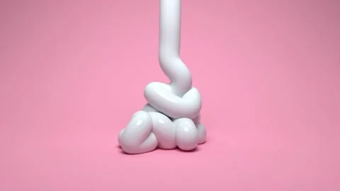 Toothpaste-like gel folding on itself on pink background 3D render Stock Footage 154981601