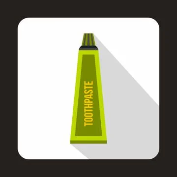 Toothpaste in a green tube icon, flat style Illustrazione stock