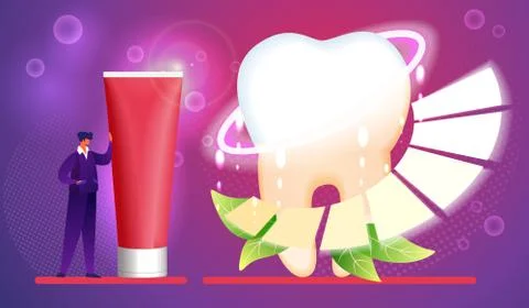 Toothpaste. Hygiene, Care, Brushing Teeth Concept. Stock Illustration