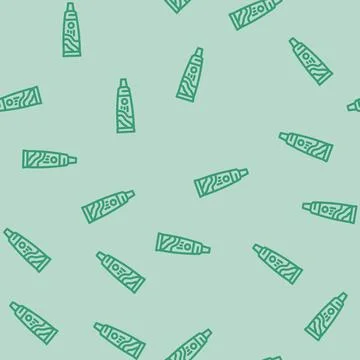Toothpaste hygiene line vector seamless pattern Stock Illustration