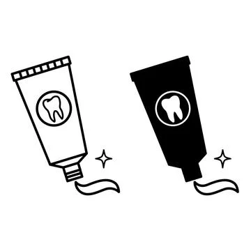 Toothpaste icons. Black and White Vector Icons of Tube and Toothpaste. Dent.. Stockillustratie