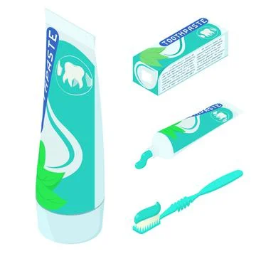 Toothpaste icons set, isometric style Illustrazione stock
