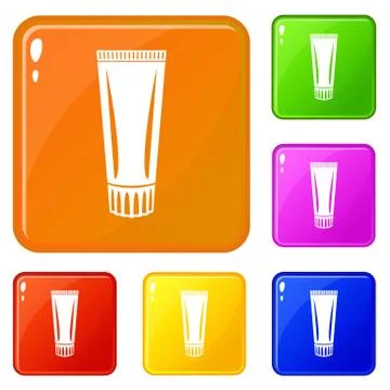 Toothpaste icons set vector color Stock Illustration