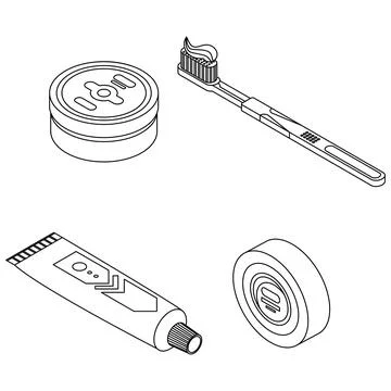 Toothpaste icons set vector outine Illustrazione stock