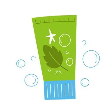Toothpaste illustration, colored flat vector of tooth paste with mint flavor Stock Illustration