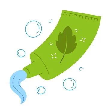 Toothpaste illustration, colored flat vector of tooth paste with mint flavor Stock Illustration