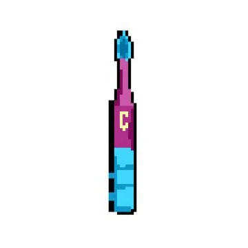 Toothpaste kid toothbrush pixel art vector illustration Illustrazione stock