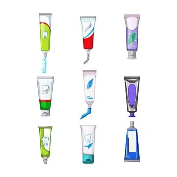 Toothpaste set cartoon vector illustration Stock Illustration