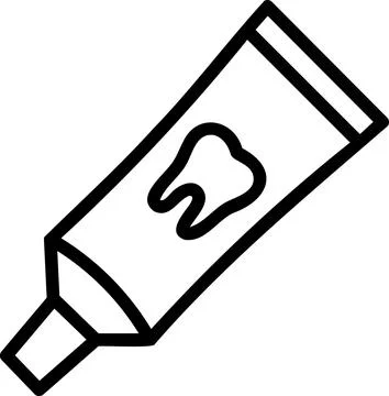 Toothpaste squeeze tube container with tooth emblem Stock Illustration