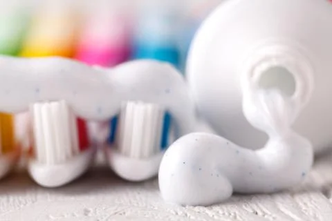 Toothpaste squeezed out from tube Stock Photos