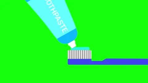 Toothpaste Squeezing Onto Toothbrush Flat Animation Vídeos de archivo 335668044