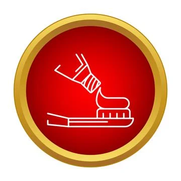 Toothpaste squeezing on toothbrush in red icon design Illustrazione stock