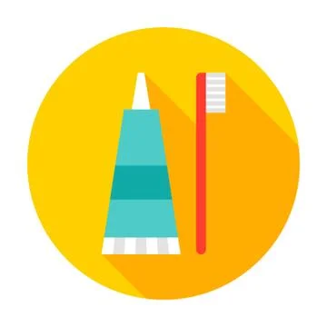 Toothpaste Toothbrush Circle Icon Stock Illustration
