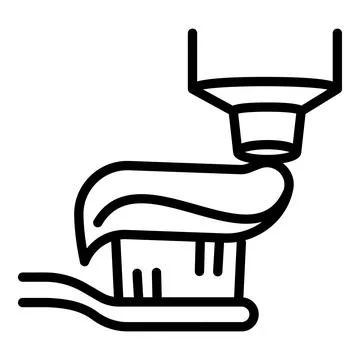 Toothpaste on toothbrush head icon, outline style Illustrazione stock