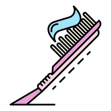 Toothpaste toothbrush icon color outline vector Stock Illustration