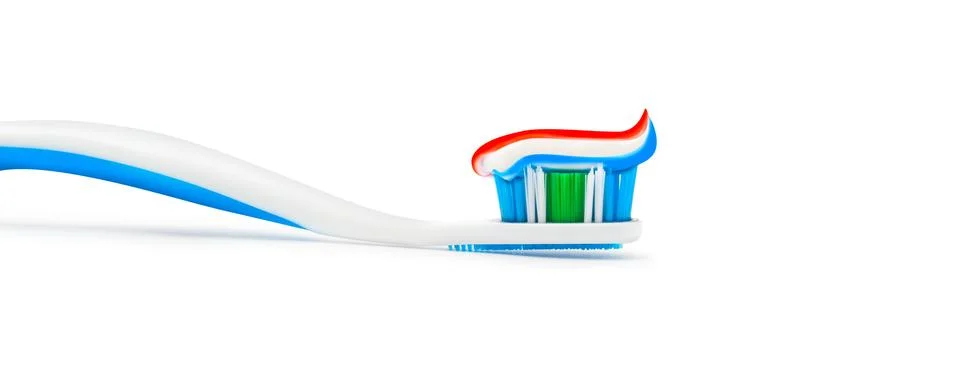 Toothpaste toothbrush isolated on white background Stock Photos