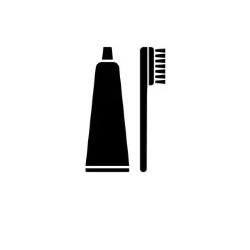 Toothpaste Tube and Toothbrush Solid Flat Vector Icon Isolated on White Backg Ilustración de archivo