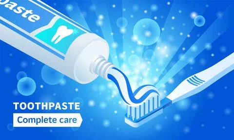 Toothpaste tube concept background, isometric style Stock Illustration
