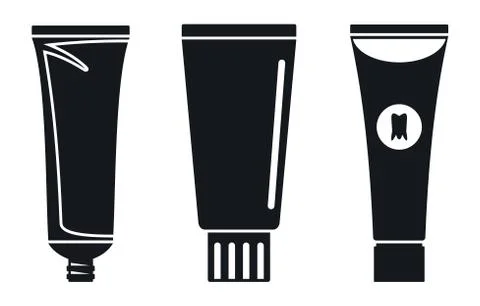 Toothpaste tube icon set, simple style Illustrazione stock