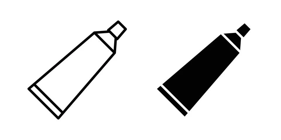 Toothpaste tube icon solid, line, and editable vector set. Stock Illustration