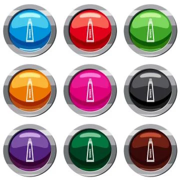 Toothpaste in tube set 9 collection Stock Illustration
