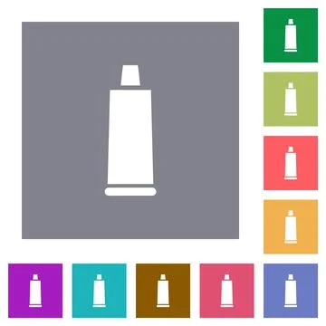Toothpaste tube square flat icons Stock Illustration