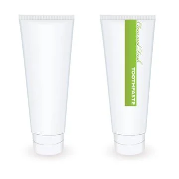 Toothpaste tube White blank toothpaste tube with green stripe and drop sha... Stock Photos