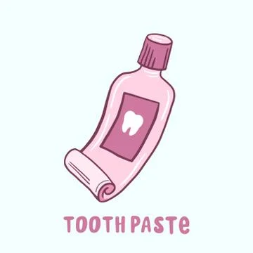 Toothpaste. Vector color illustration in cartoon style. Freehand drawing. Stock Illustration